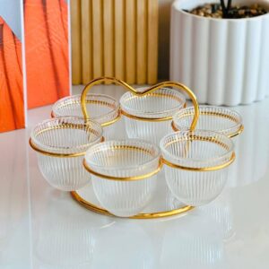 طقم فناجين مع حامل ذهبي