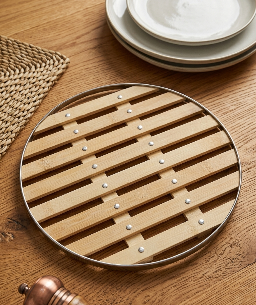 قاعدة تقديم خشبية دائرية قاعدة تقديم خشبية دائرية