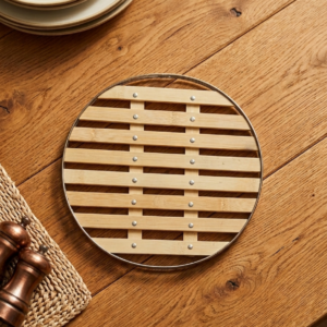 قاعدة تقديم خشبية دائرية