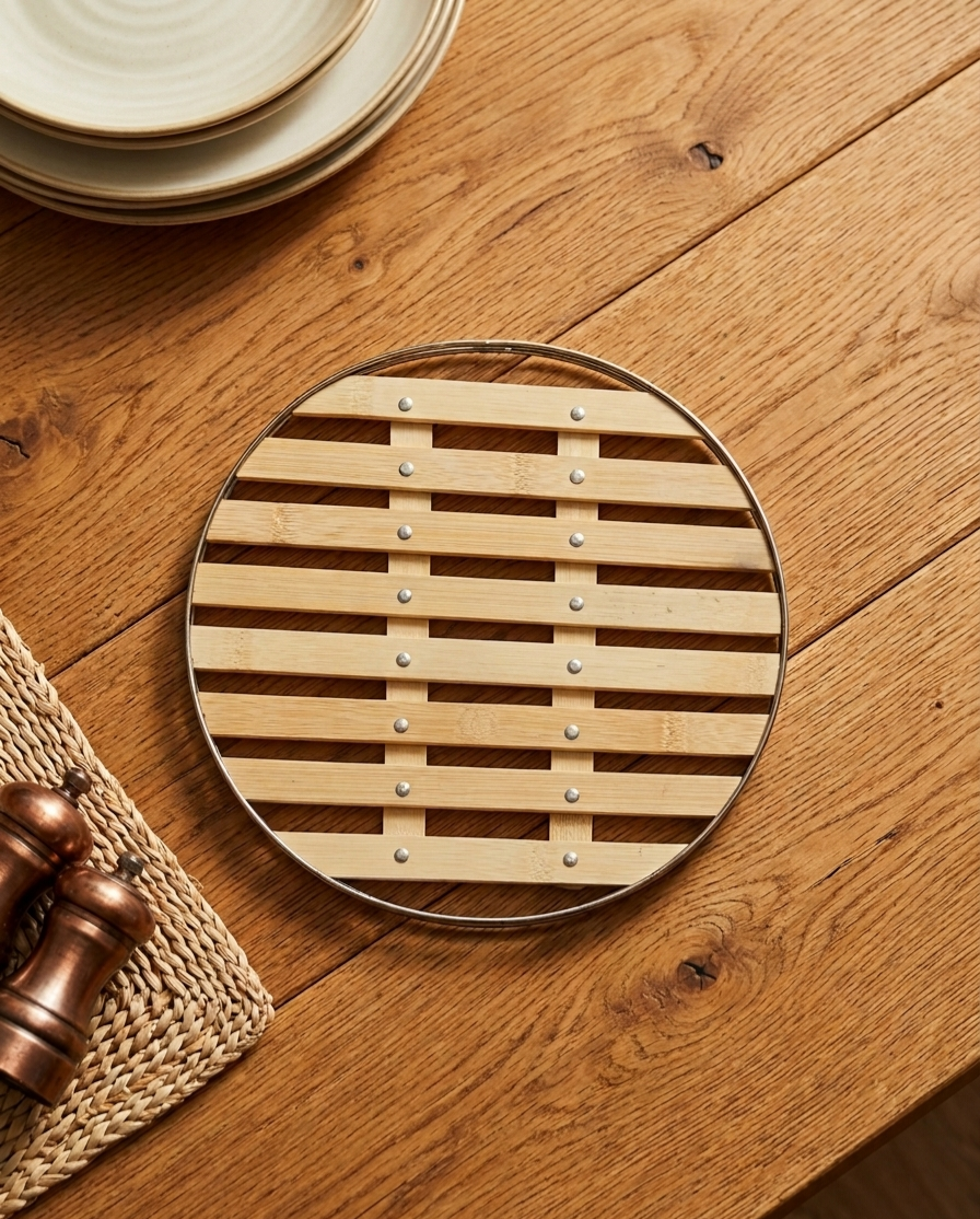 قاعدة تقديم خشبية دائرية قاعدة تقديم خشبية دائرية