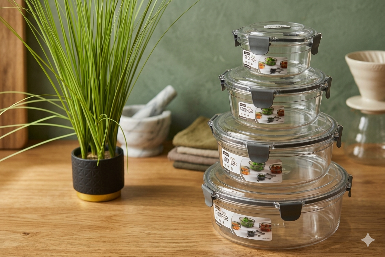 طقم الحافظات الأكريليك الشفاف